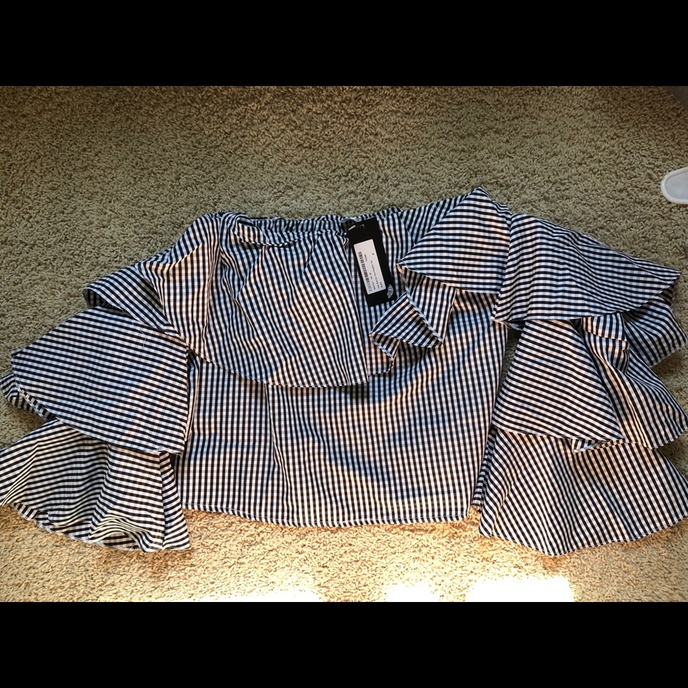Nasty Gal black gingham top - NEW WITH TAGS